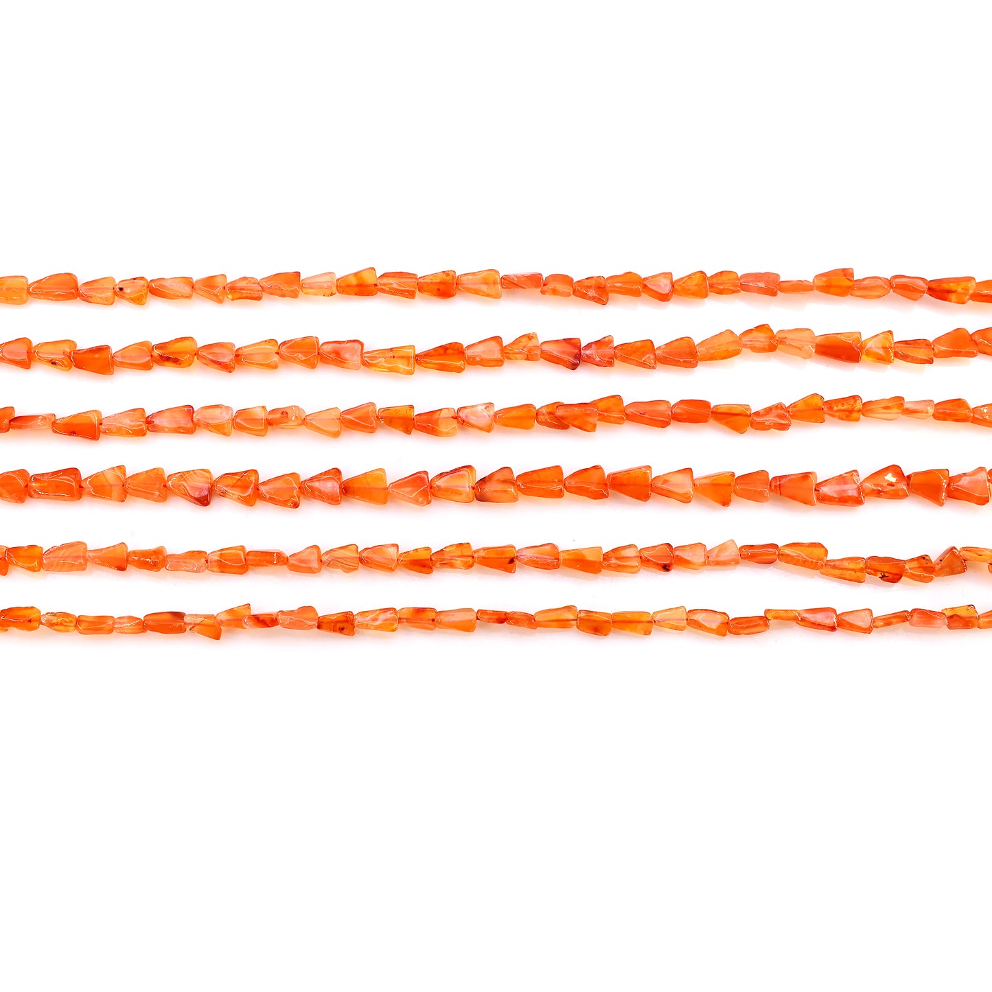 Carnelian Smooth Triangle Drilled Beads 4-7mm Waist Beads, Rondelle Bead Strand 14 Inch
