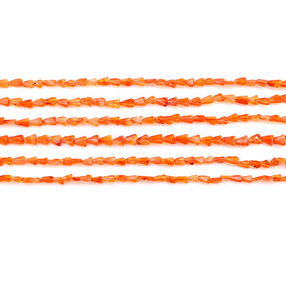 Carnelian Smooth Triangle Drilled Beads 4-7mm Waist Beads, Rondelle Bead Strand 14 Inch