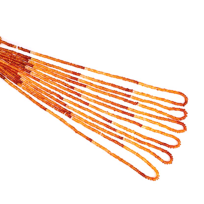 Carnelian Rondelle Beads, 17 Inch Gemstone Strands, Drilled Strung Nugget Beads, Faceted Round, 3mm