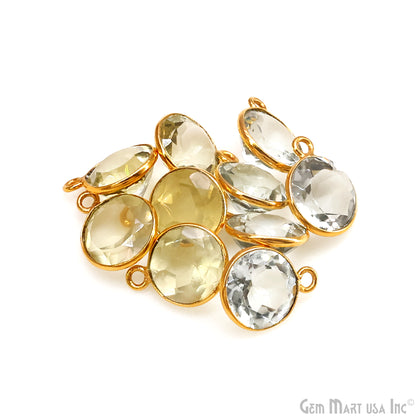 Round 10mm Brilliant Cut Gold Plated Bezel Single Bail Gemstone Connector