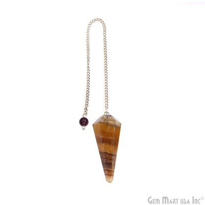 Gemstone Pendulum Silver Healing Dowsing Pointed Pendant 48x19MM