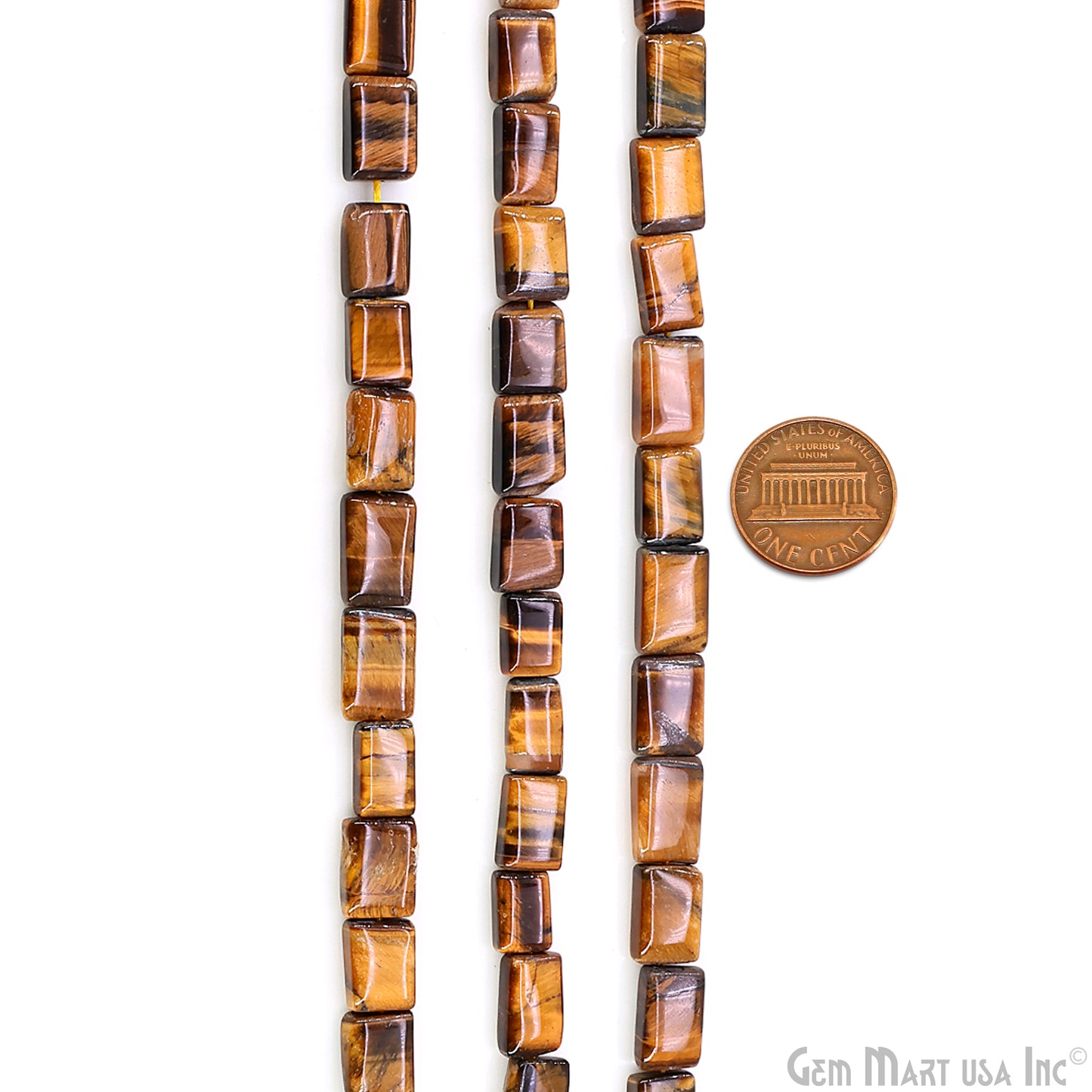 Tiger Eye Smooth Square Drilled Beads 7-10X6-7mm Waist Beads, Rondelle Bead Strand 13 Inch