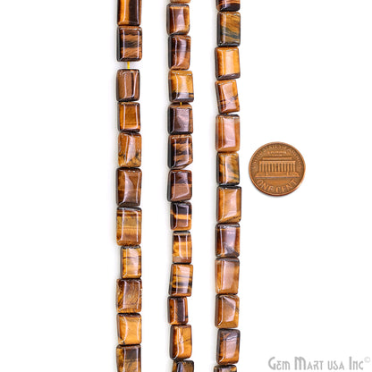 Tiger Eye Smooth Square Drilled Beads 7-10X6-7mm Waist Beads, Rondelle Bead Strand 13 Inch