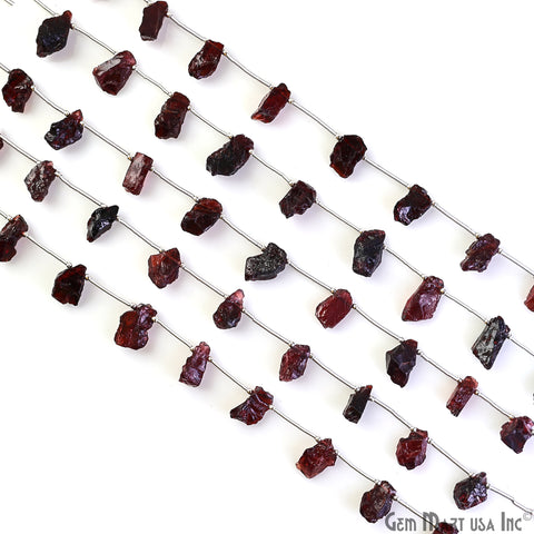 Garnet Rough Beads, 9.5 Inch Gemstone Strands, Drilled Strung Briolette Beads, Free Form, 12x20mm