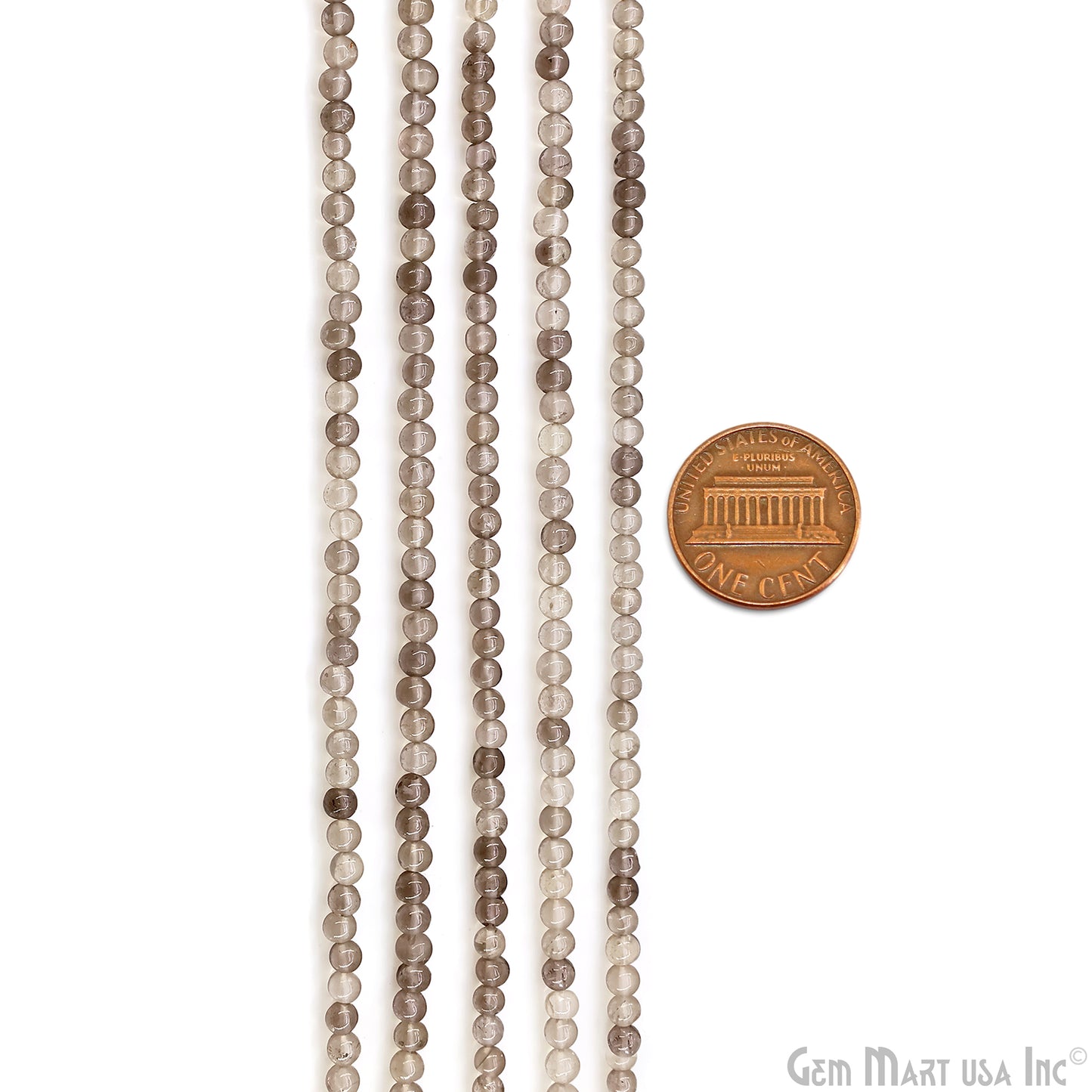 Smoky Topaz Smooth Round Drilled Beads 3-5mm Waist Beads, Rondelle Bead Strand 13 Inch