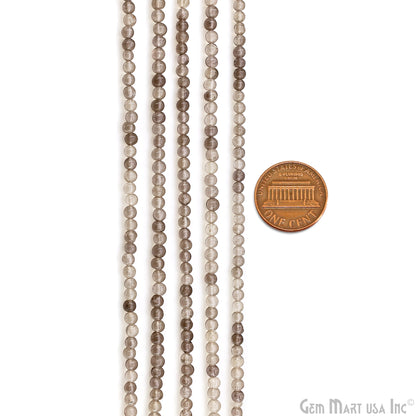 Smoky Topaz Smooth Round Drilled Beads 3-5mm Waist Beads, Rondelle Bead Strand 13 Inch