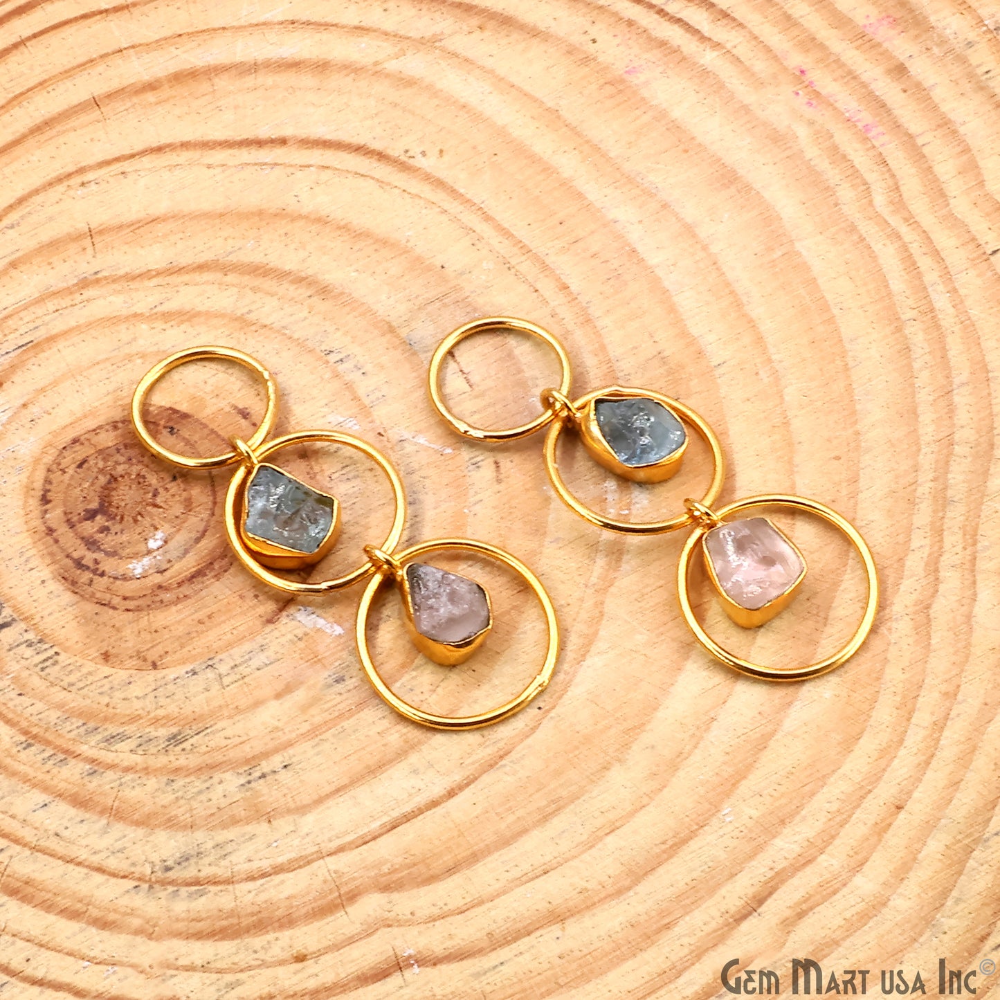 DIY Rough Gemstone Gold Plated Bezel Setting Dangle Chandelier Finding Connector 1PC