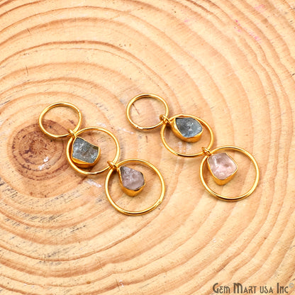 DIY Rough Gemstone Gold Plated Bezel Setting Dangle Chandelier Finding Connector 1PC