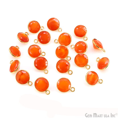 Round 9mm Brilliant Cut Gold Plated Bezel Single Bail Gemstone Connector