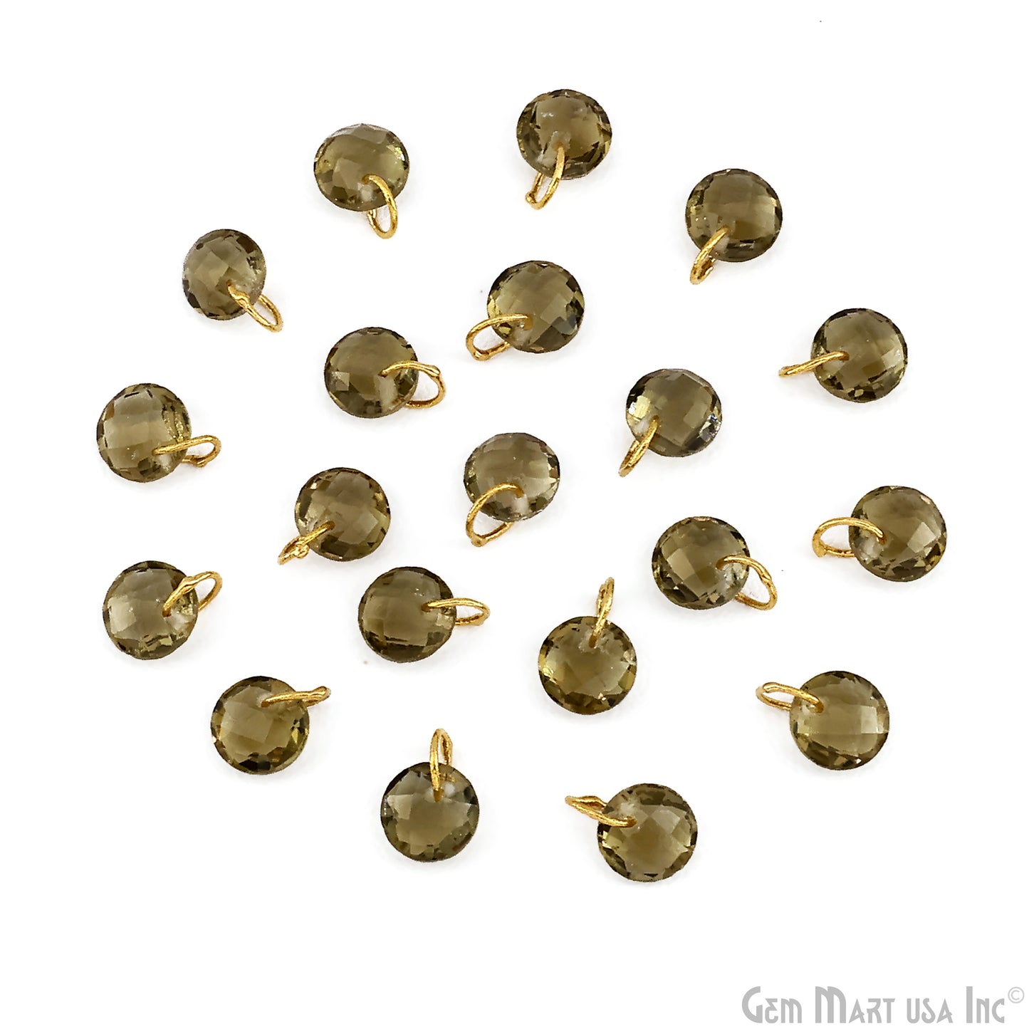 Round Faceted 8x6mm Gold Plated Single Bail Wire Loop Glass Stone Pendant Connector Charm
