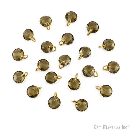 Round Faceted 8x6mm Gold Plated Single Bail Wire Loop Glass Stone Pendant Connector Charm