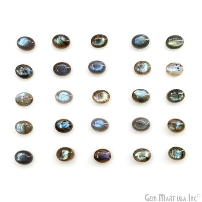 Labradorite Wholesale Gemstones, 100% Natural Semi-Precious Gems, Blue Flash Cabochon Loose Gems, 7x9mm, Oval, 4PC Lot