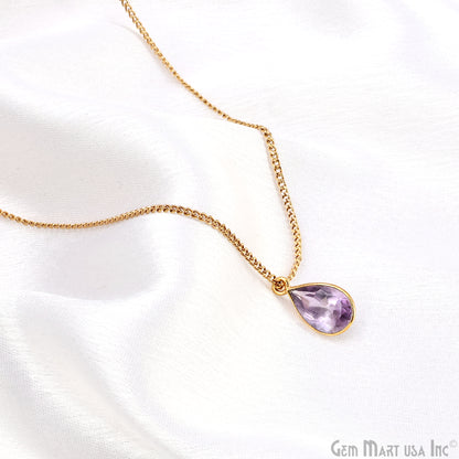 Pears 8x12mm Brilliant Cut Gold Plated Bezel Single Bail Gemstone Connector