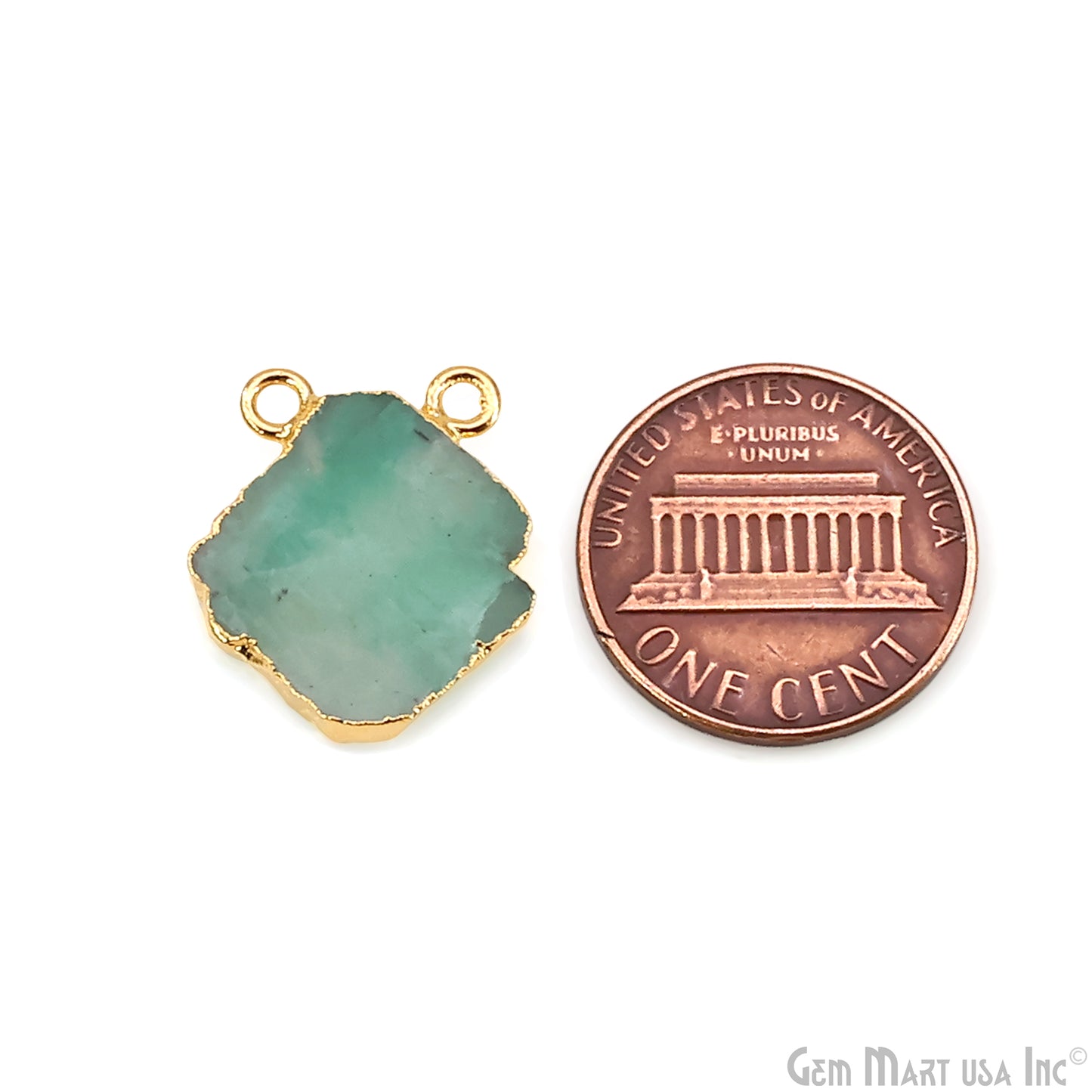 Emerald Free Form 17x13mm Electroplated Gemstone Cat Bail Connector