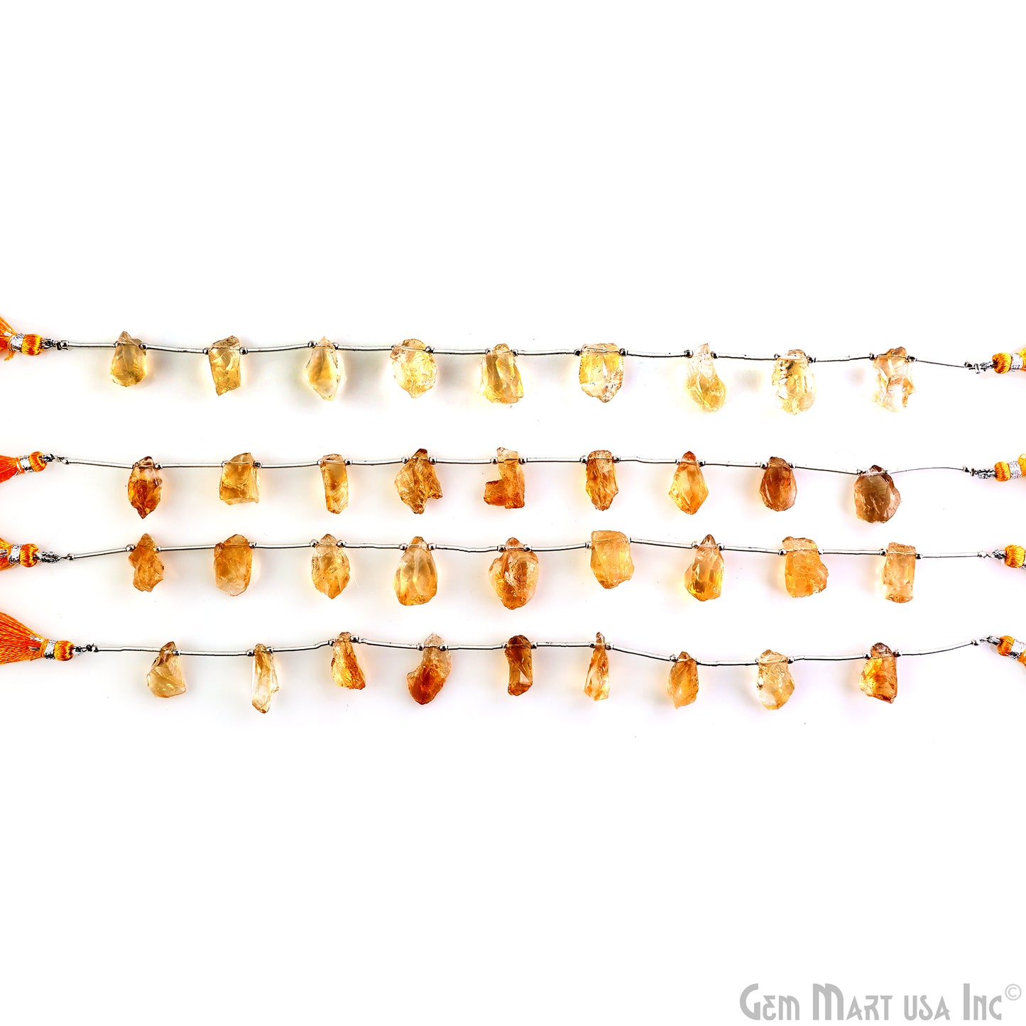 Citrine Rough Beads, 9.5 Inch Gemstone Strands, Drilled Strung Briolette Beads, Free Form, 12x20mm