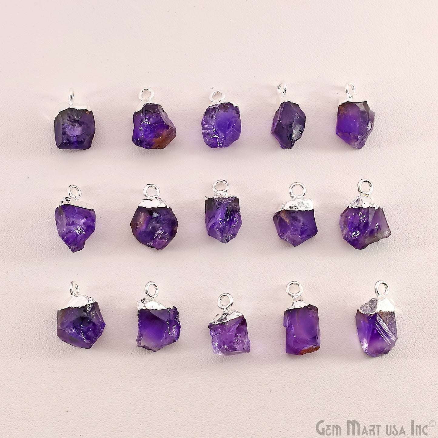 Rough Amethyst Gemstone Silver Electroplated Single Bail Connector