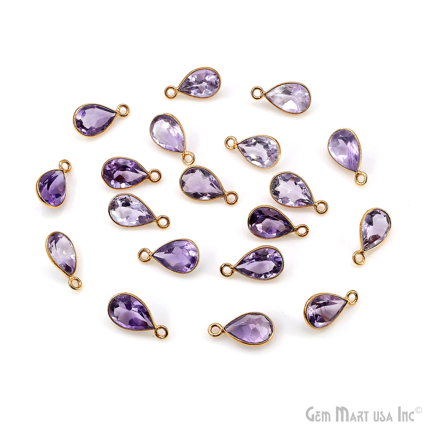 Pears 7x10mm Brilliant Cut Gold Plated Bezel Single Bail Connector