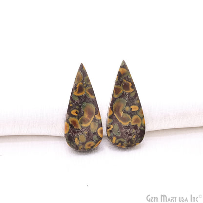 Fruit Jasper Pears Shape 27x15mm Loose Gemstone For Earring Pair