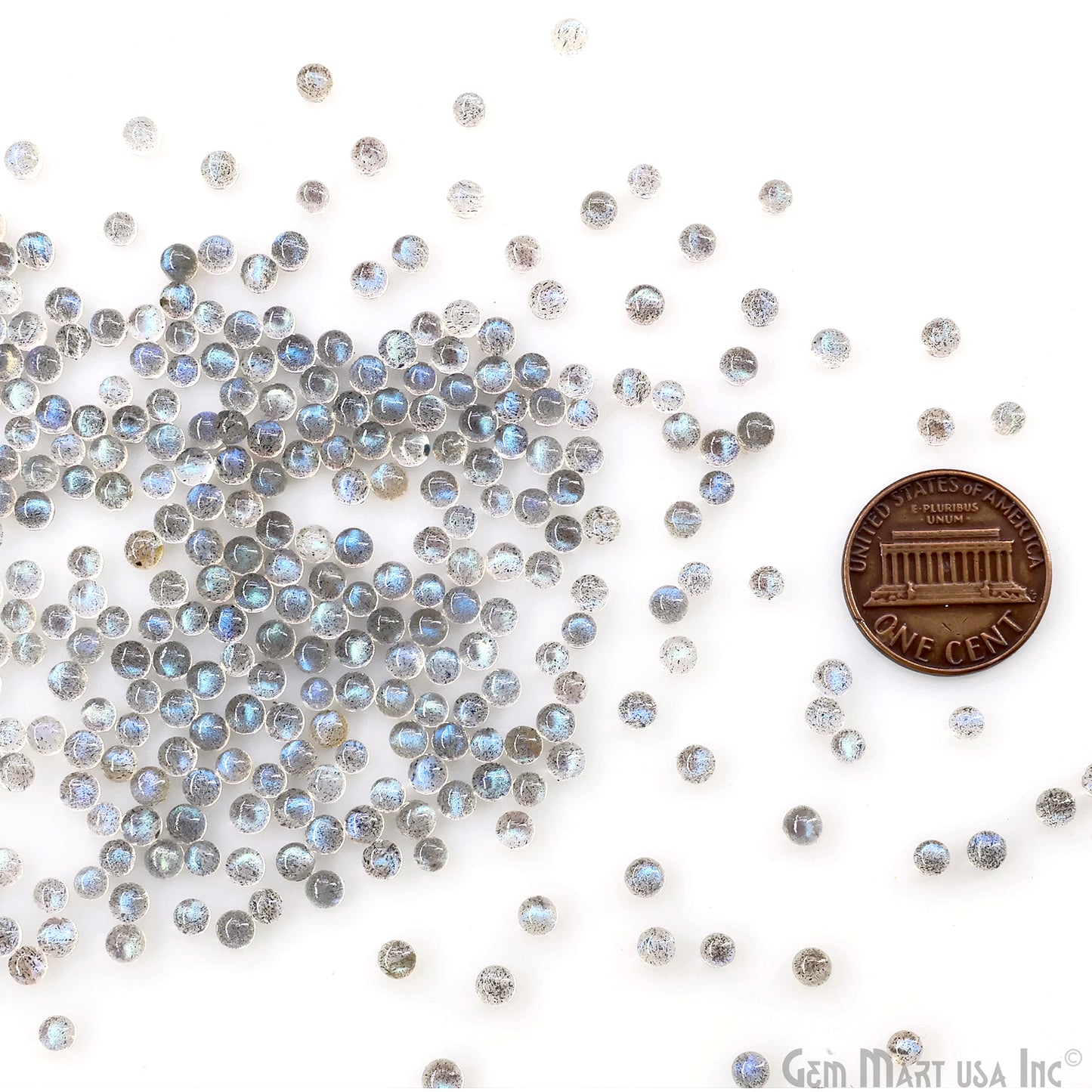 Labradorite Wholesale Gemstones, 100% Natural Semi-Precious Gems, Blue Flash Cabochon Loose Gems, 3mm, Round, 10PC Lot