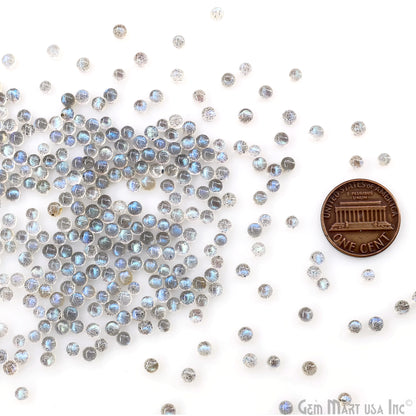 Labradorite Wholesale Gemstones, 100% Natural Semi-Precious Gems, Blue Flash Cabochon Loose Gems, 3mm, Round, 10PC Lot