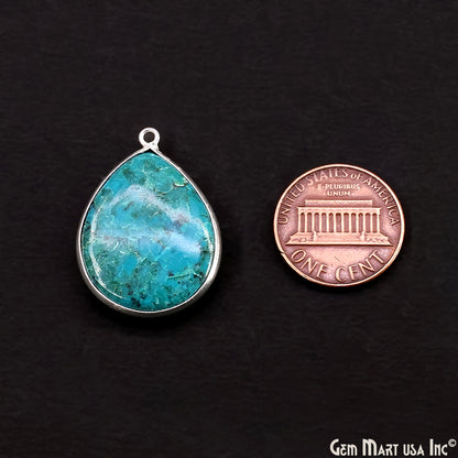 Pears 25x20mm Single Bail Silver Plated Gemstone Bezel Connector