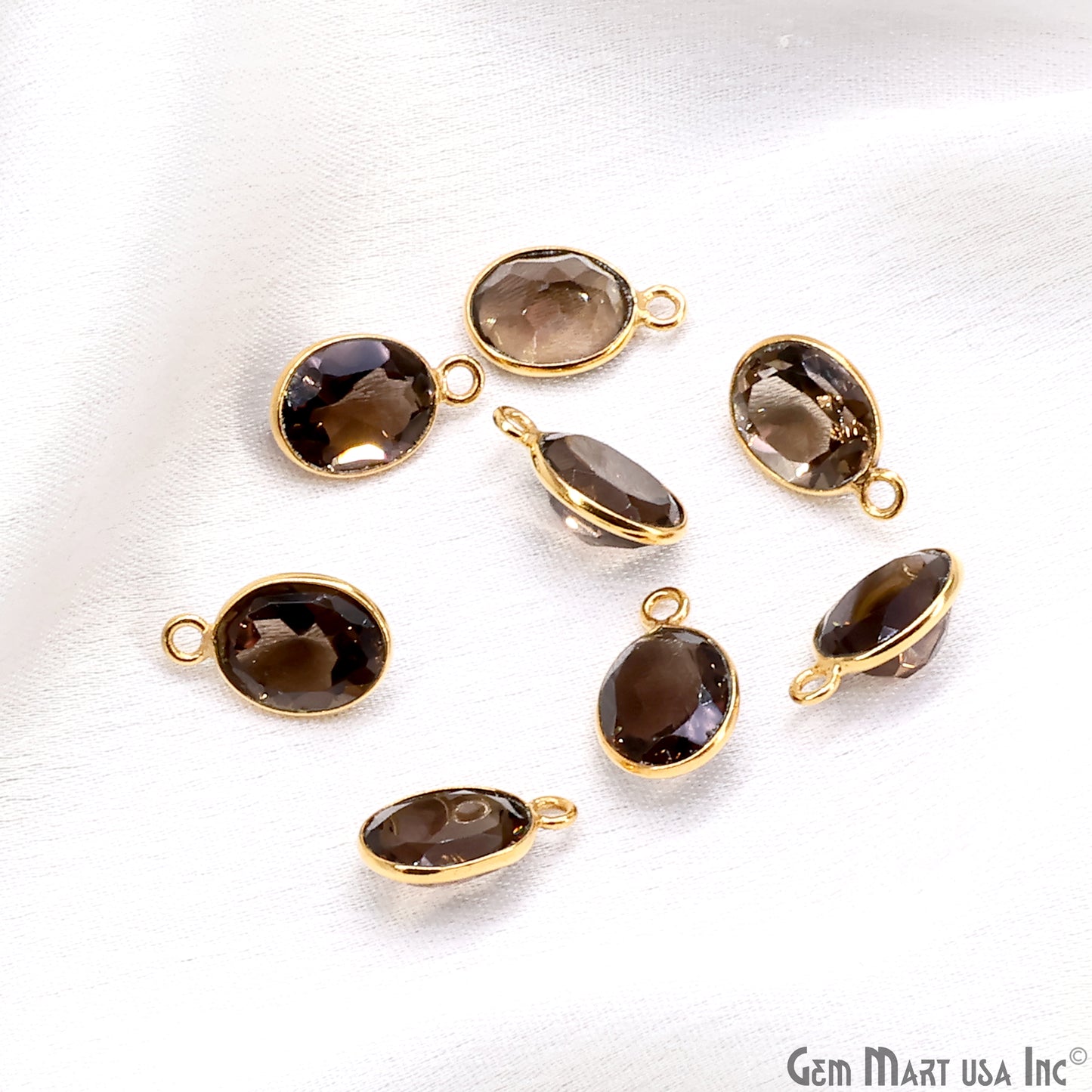 Oval 8x10mm Brilliant Cut Gold Plated Bezel Single Bail Connector