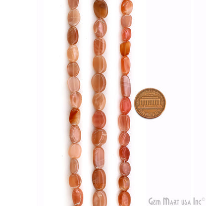 Peach Moonstone Tumble Beads Free Form Drilled Beads 9-13X6-7mm Waist Beads, Rondelle Bead Strand 13 Inch