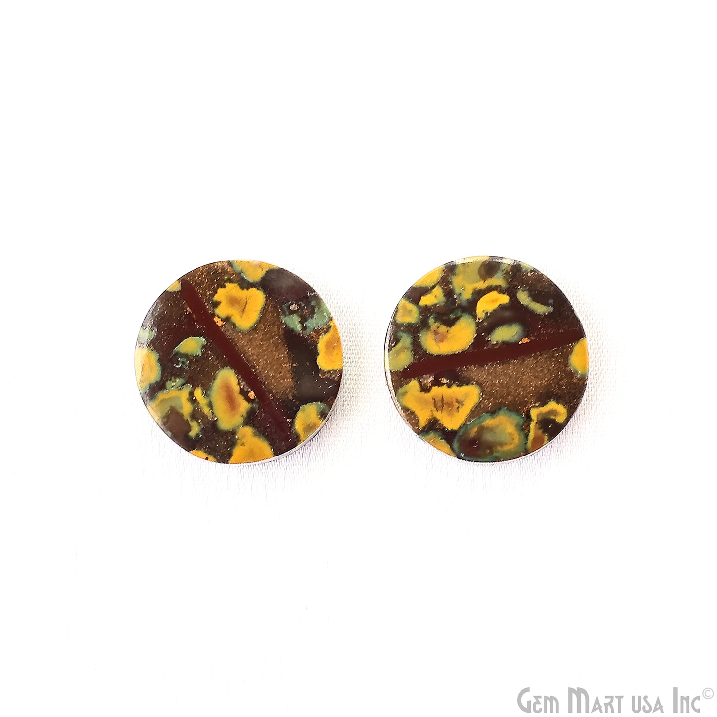 Fruit Jasper Round Shape 20mm Loose Gemstone For Earring Pair