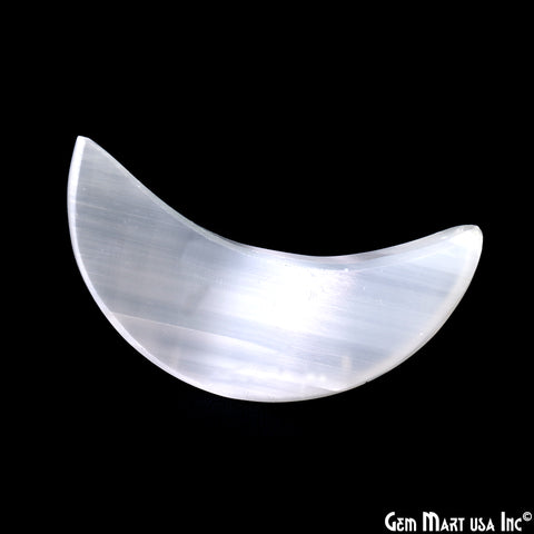 Selenite Crescent Moon SELENITE Charging Plate - White, Crescent Moon - Selenite Plate, Crystal Charging Plate, Crystal Tray