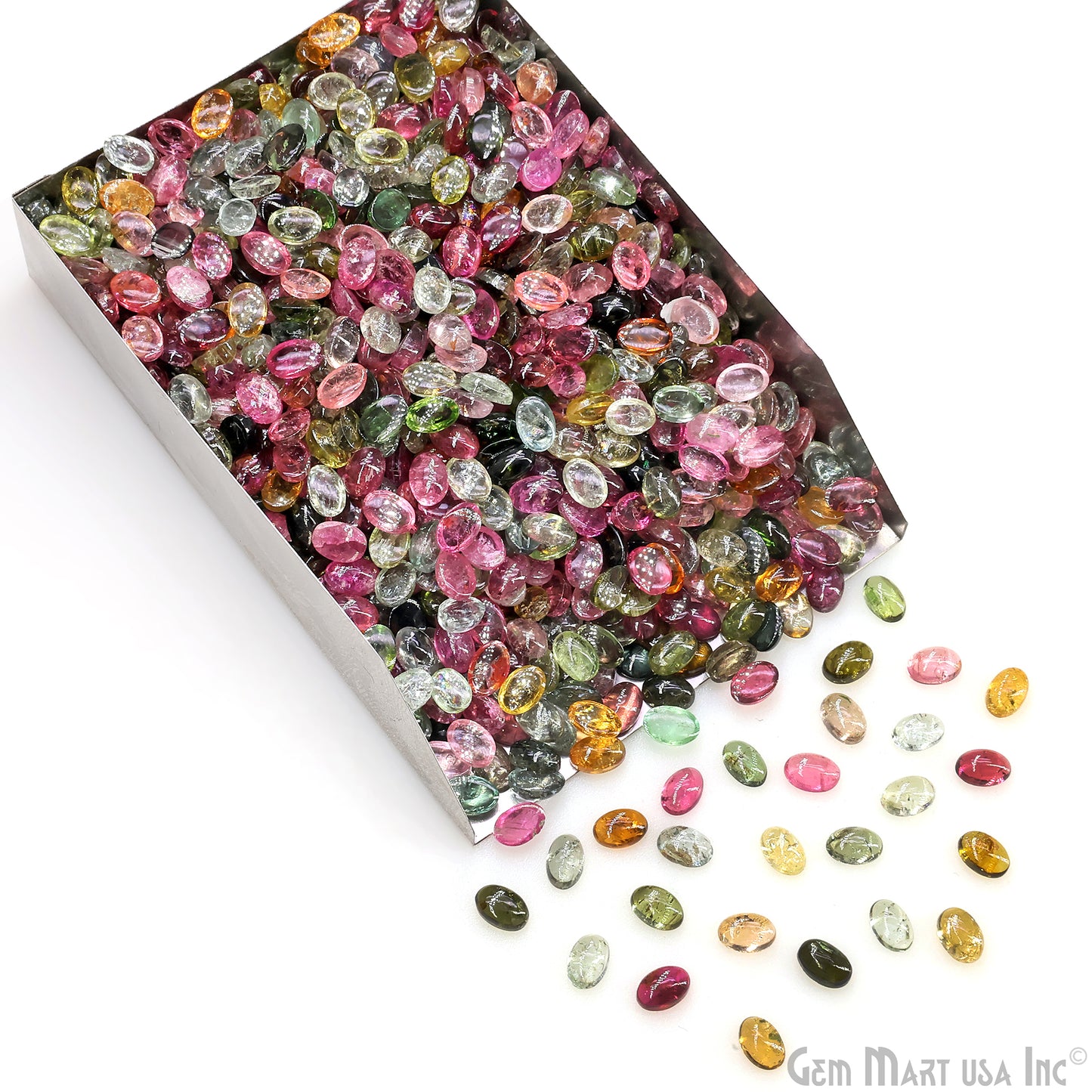 Multi Tourmaline Wholesale Gemstones, 100% Natural Semi-Precious Gems, Multi Color Cabochons Loose Gems, 6x4mm, Oval, 5 Carats