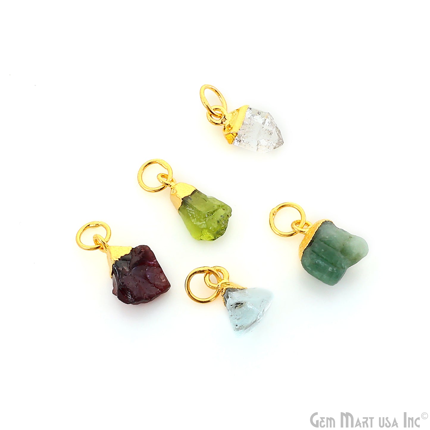 Rough Gemstone Gold Electroplated Single Bail Charm Connector