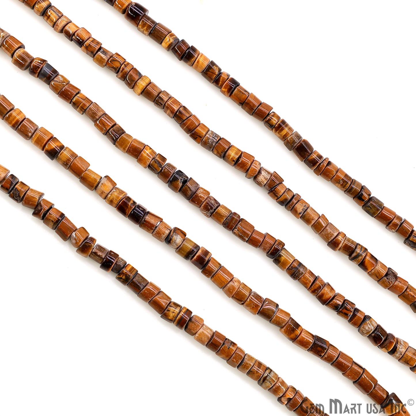Tiger Eye Smooth Tyre Drilled Beads 5-6mm Waist Beads, Rondelle Bead Strand 14 Inch