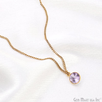 Round 8mm Brilliant Cut Gold Plated Bezel Single Bail Gemstone Connector