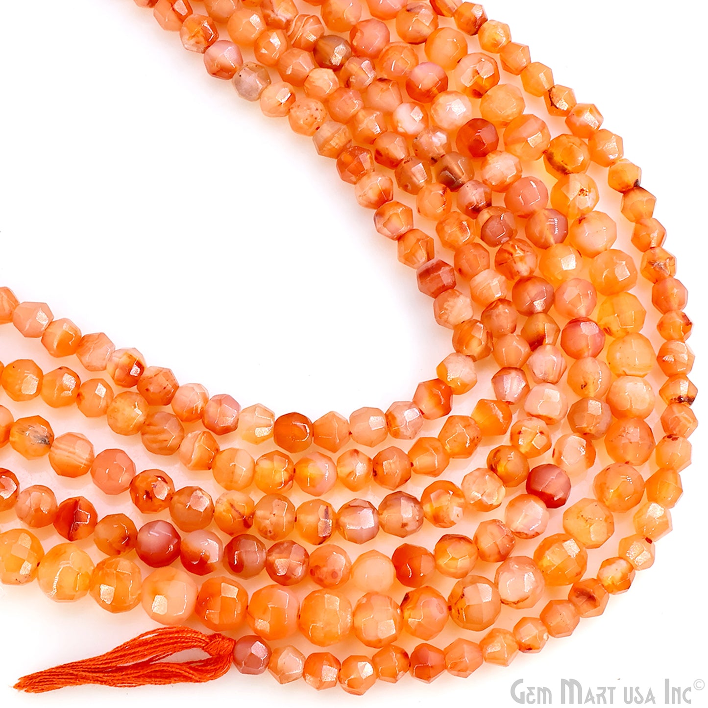 Carnelian Faceted Round Drilled Beads 4-6mm Waist Beads, Rondelle Bead Strand 13 Inch
