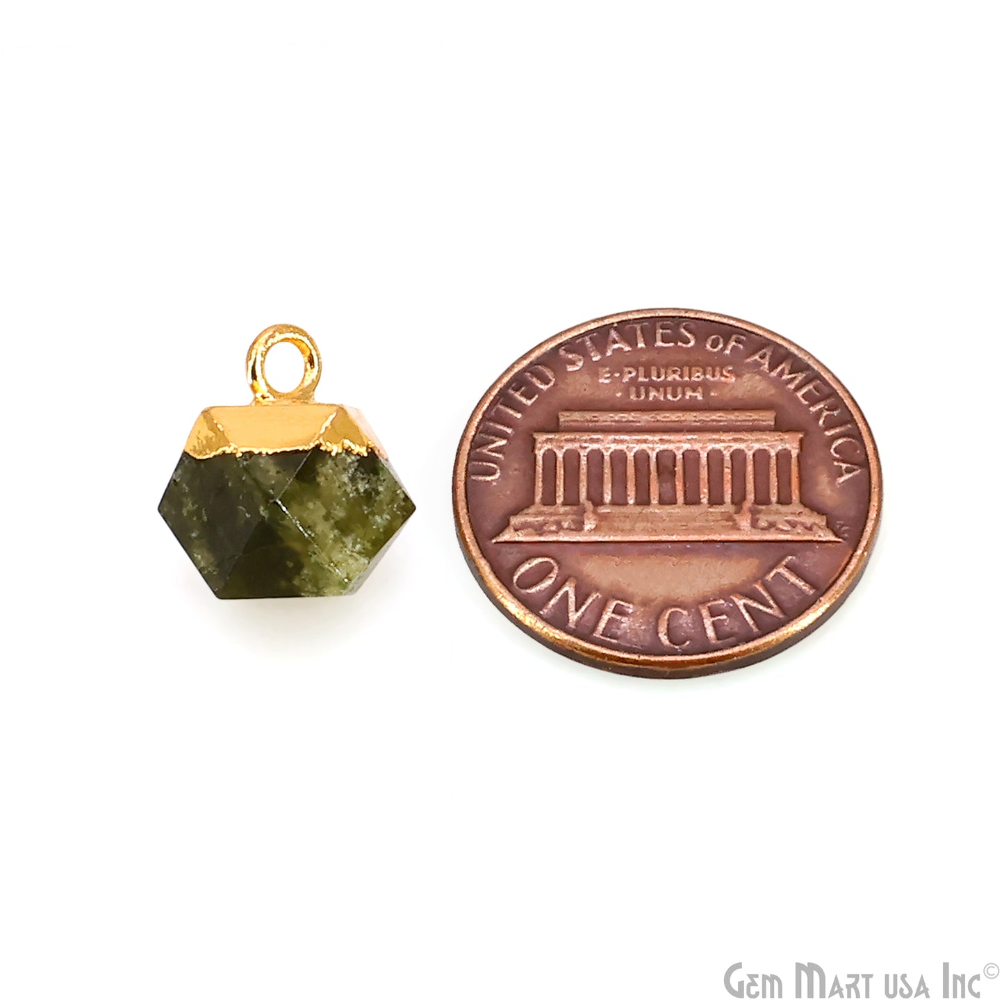 Gemstone Hexagonal Prism Shape Pendant 12x10mm Gold Plated Charm for DIY Jewelry