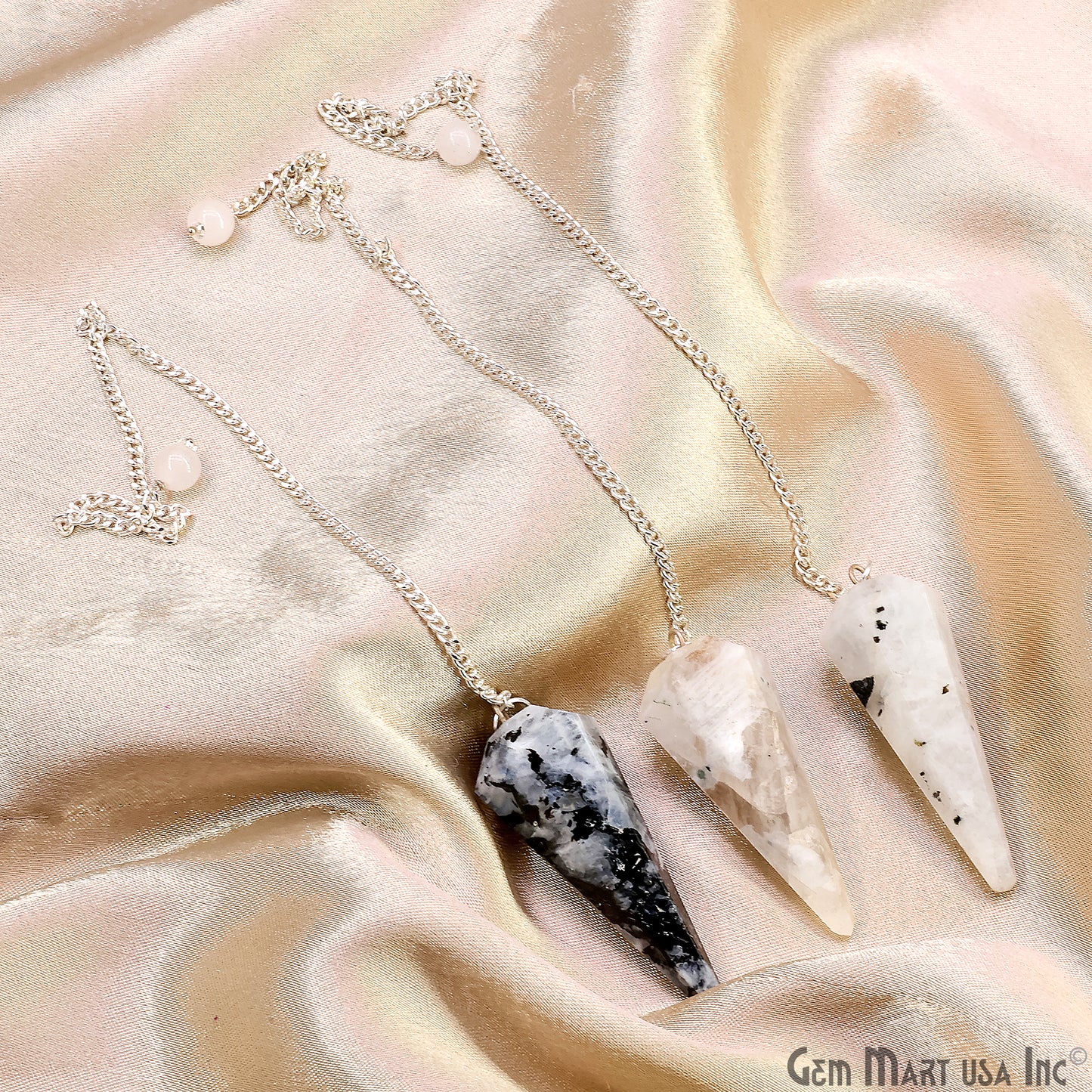 Gemstone Pendulum Silver Healing Dowsing Pointed Pendant 48x19MM