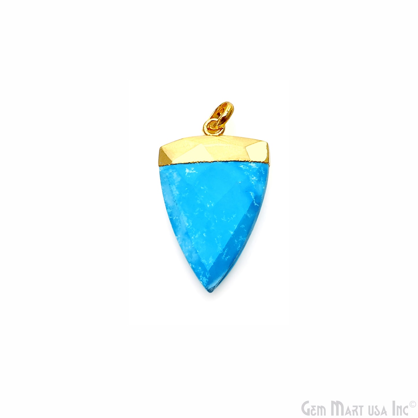 Turquoise 34x20mm Gold Plated Triangle Gemstone Necklace Pendant