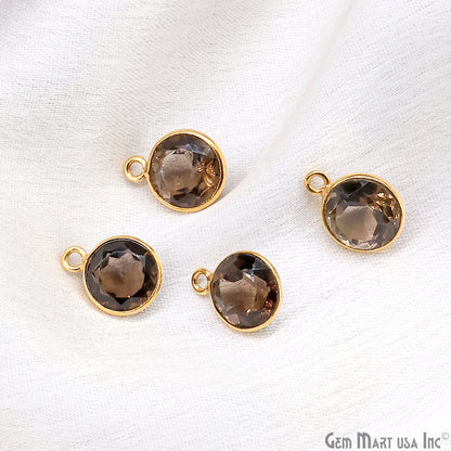 Round 9mm Brilliant Cut Gold Plated Bezel Single Bail Gemstone Connector