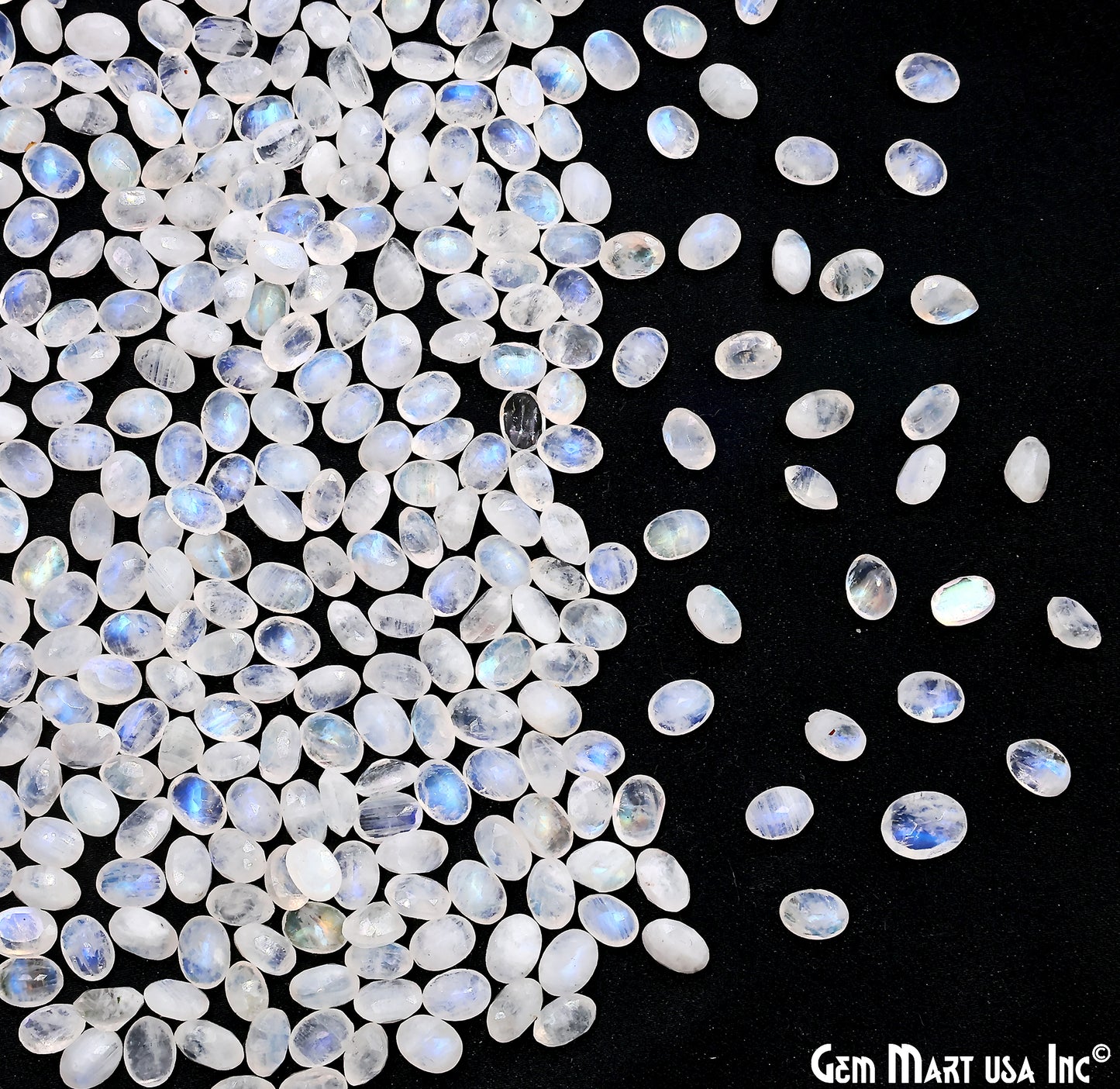 Rainbow Moonstone Wholesale Gemstones, 100% Natural Semi-Precious Gems, Rainbow Cabochons Loose Gems, 7x5mm, Oval, 10PC