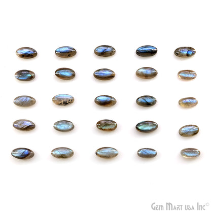 Labradorite Wholesale Gemstones, 100% Natural Semi-Precious Gems, Blue Flash Cabochon Loose Gems, 14x6mm, Oval, 4PC Lot