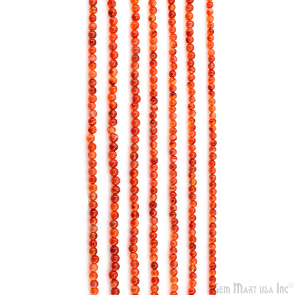 Carnelian Smooth Round Drilled Beads 4-5mm Waist Beads, Rondelle Bead Strand 13 Inch