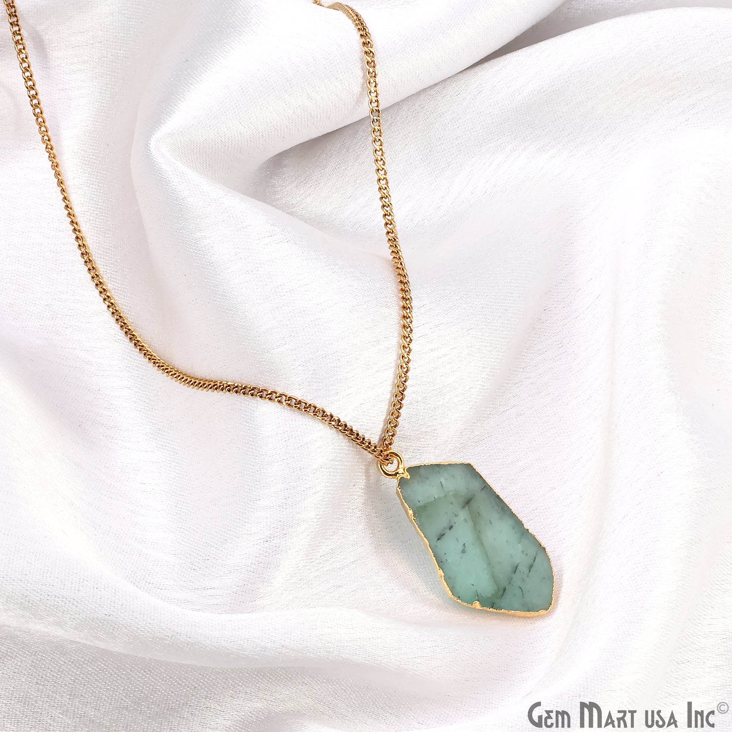 Emerald Free Form 28x15mm Electroplated Gemstone Single Bail Connector