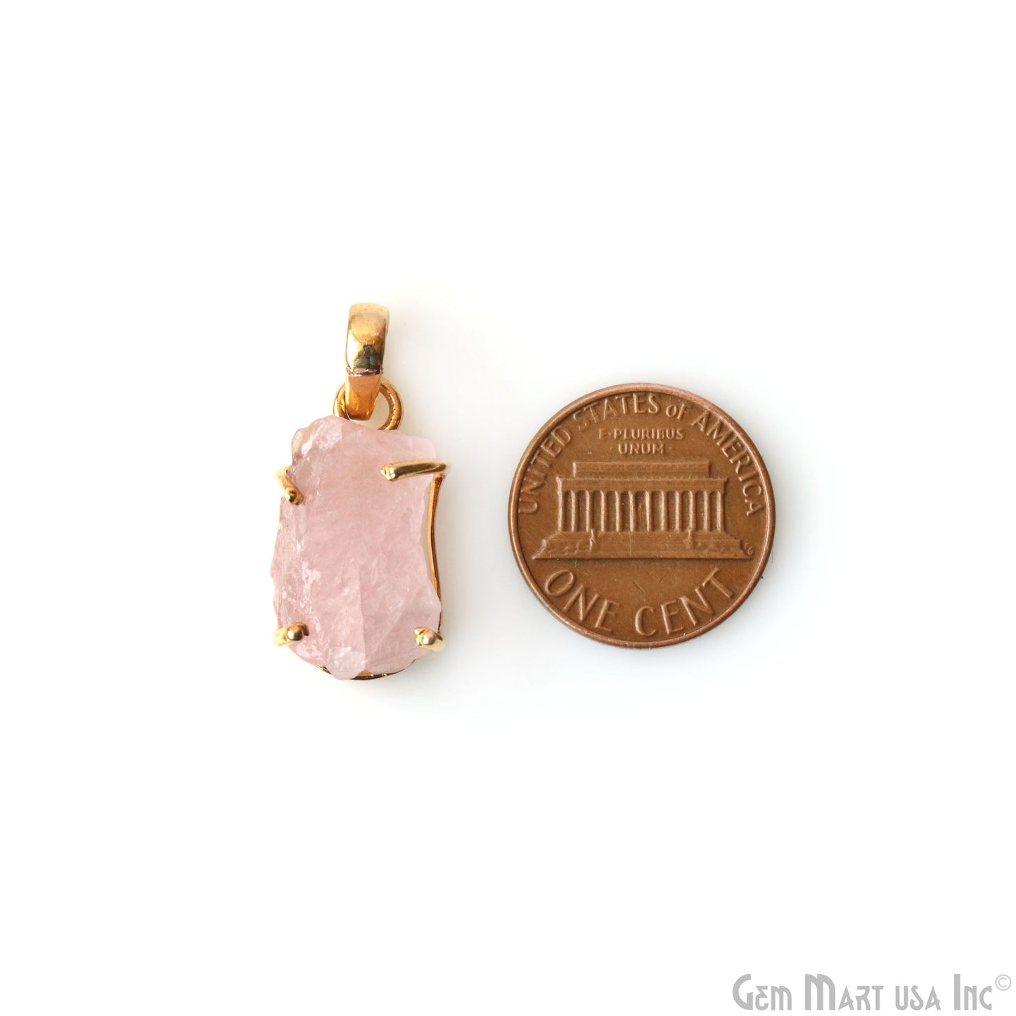 Natural Morganite Organic 22x10mm Gold Plated Prong Setting Single Bail Gemstone Pendant