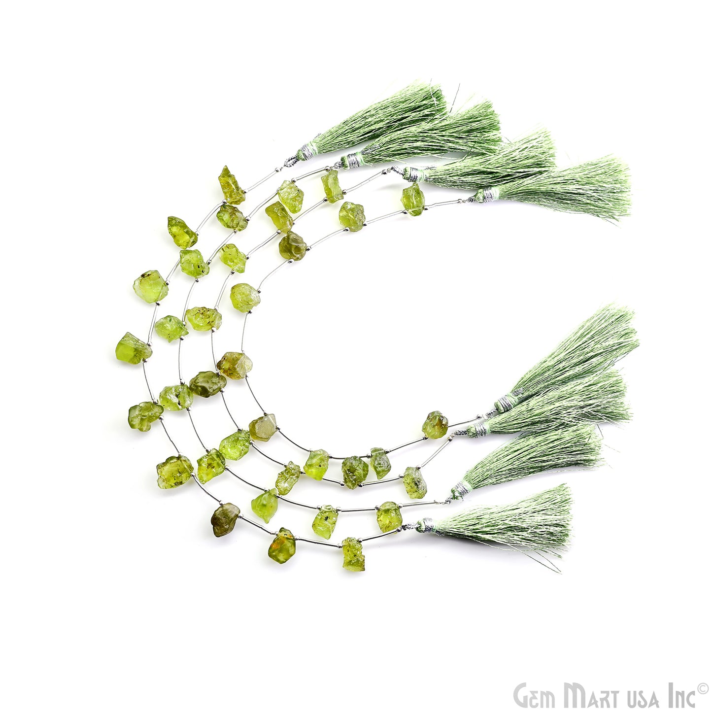 Peridot Rough Beads, 9.5 Inch Gemstone Strands, Drilled Strung Briolette Beads, Free Form, 12x20mm