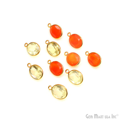 Oval 9x11mm Brilliant Cut Gold Plated Bezel Single Bail Connector