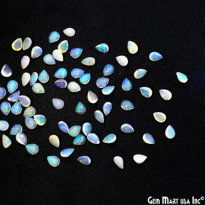 Ethiopian Opal Wholesale Gemstones, 100% Natural Precious Gems, Rainbow Cabochons Loose Gems, 6x8mm, Pears, 4PC