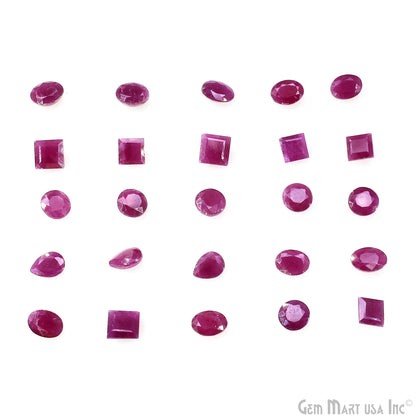 Ruby Wholesale Gemstones, 100% Natural Precious Gems, Pink Faceted Loose Gems, 5-8mm, Mix, 10 Carats