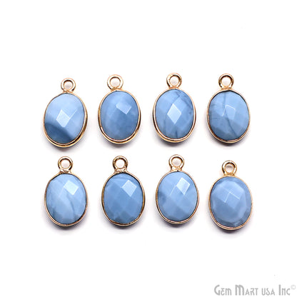 Oval 8x10mm Gold Bezel Single Bail Gemstone Connector