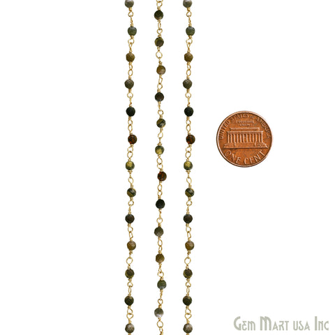 Bumble Bee 3-3.5mm Gold Plated Beaded Wire Wrapped Rosary Chain
