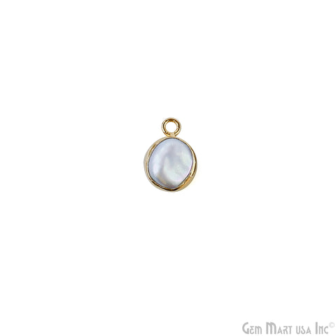 Pearl 15x10mm Gold Plated Bezel Round Shape Single Bail Connector